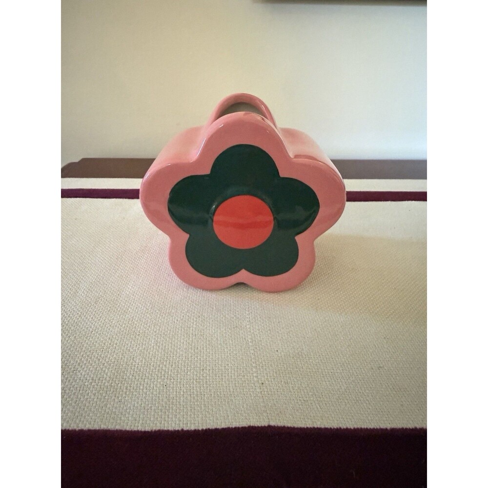 Ban.do Pink And Green Ceramic Flower Pencil Cup Mod FLORAL Vase NEW open Box